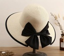 Black bow knot straw hat