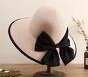 Black bow knot straw hat