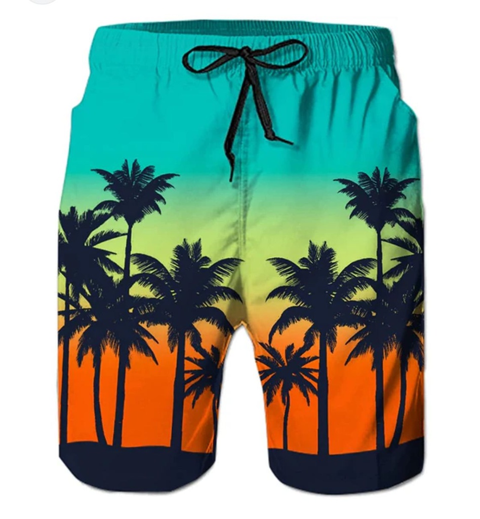 Men Short Style Coconut Tree Printed 