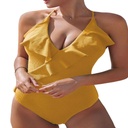 Women's One Piece Swimsuit with Ruffle Wrap  Design