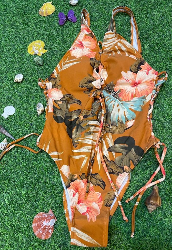  Swimsuit  Floral Pattern One-Piece 