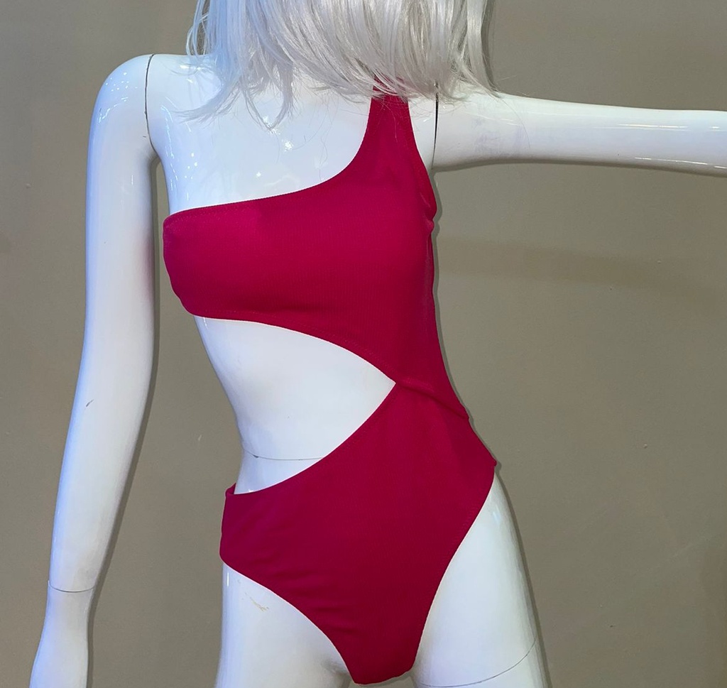 One shoulder Pink Swimwear