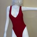 Deep V Neck Burgundy Swimsuit
