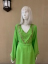 Neon Green Long Sleeve Embroidered Dress