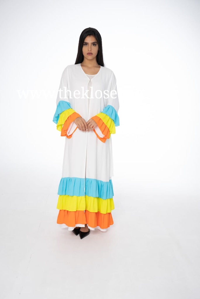 Layered Colorful Ruffles Dress  