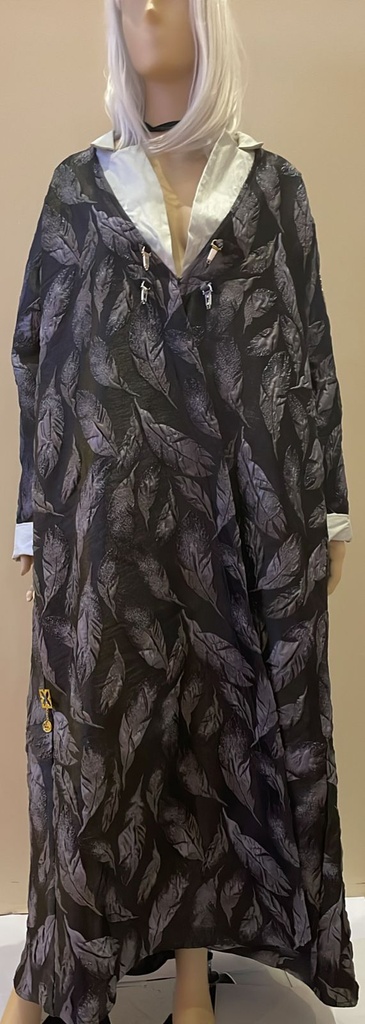 Geometric Pattern Linen Black Abaya 