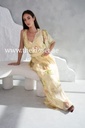Asymmetric Diva Yellow Drape Dress 