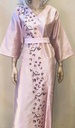 Elegant Pink  Belted Dress with Intricate Embroidery