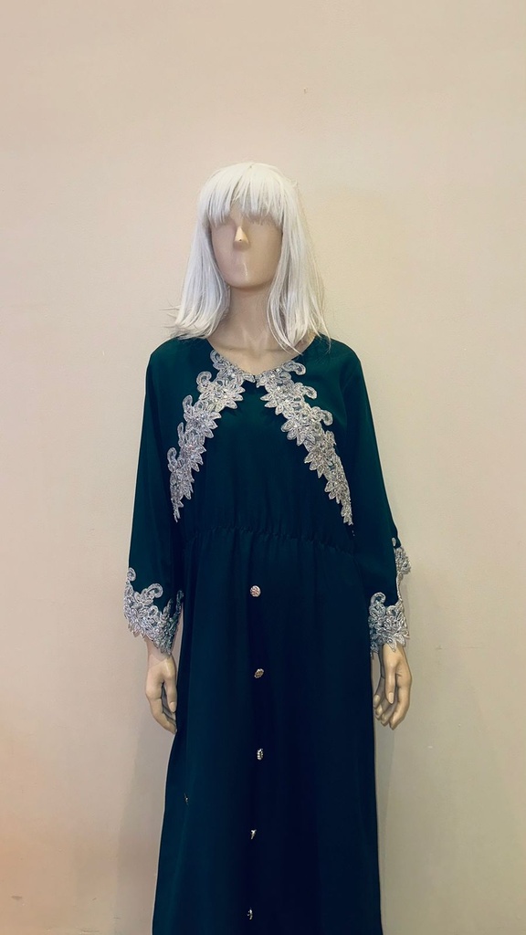 Royal Green with sliver embroidery Dress 