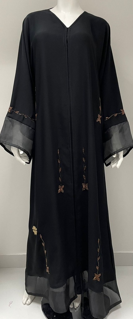 Exquisite Black&Bronze-Embroidered Abaya