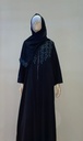 Blue Leaves on Black Abaya 