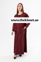 Maroon Hand Beaded Flowers Abaya 