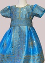 Girls' Dress with Golden Sequins and Elegant Belt for a Traditional Look