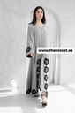 Handmade Flowers Embroidered Elegance Grey Abaya