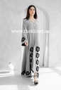 Handmade Flowers Embroidered Elegance Grey Abaya