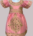 Lovely Golden Embroidered Traditional Pink Dress