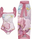 Pink Marble Print Two-Piece Swimsuit