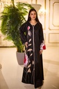 Chic Abaya with Floral Pattern and Bead Embellishments