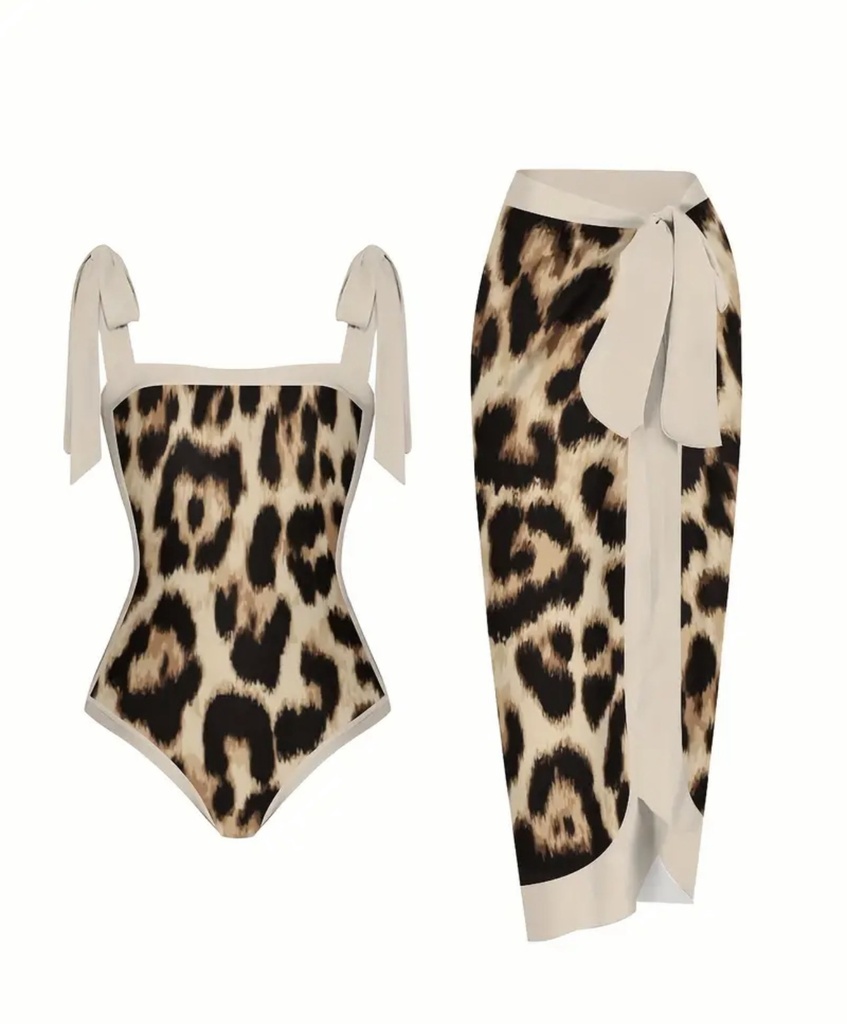 Leopard Print Swimsuit Set