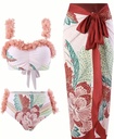 Ruffles Floral 3 Piece Swimsuit Set