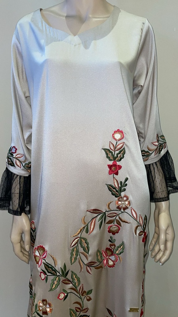 Sliver flower Embroidery dress 