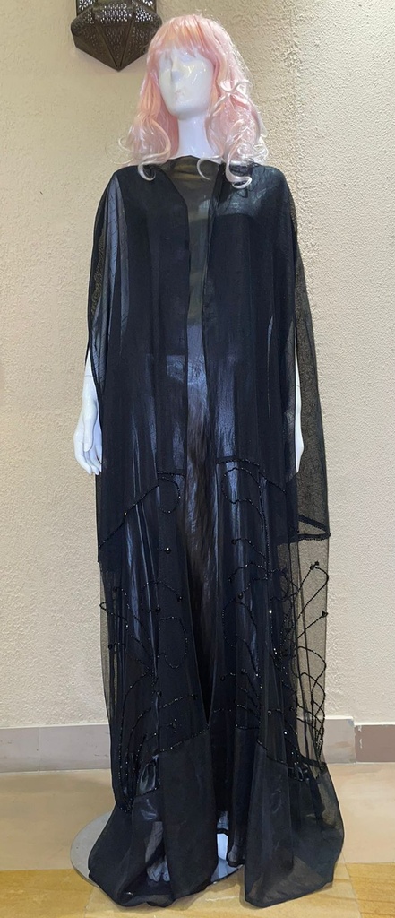 Black Abaya Embellished with Elegant Embroidery 