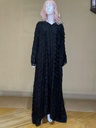 Chic Striped Abaya with Elegant Ruffles