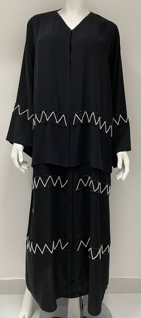 Elegant Zigzag Embroidered Abaya