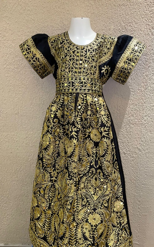 Stunning Black Dress With Golden Embroidery