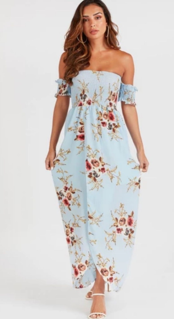 Floral Print Off Shoulder Dress