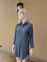 Solid Color Textured Button Shirt Dress
