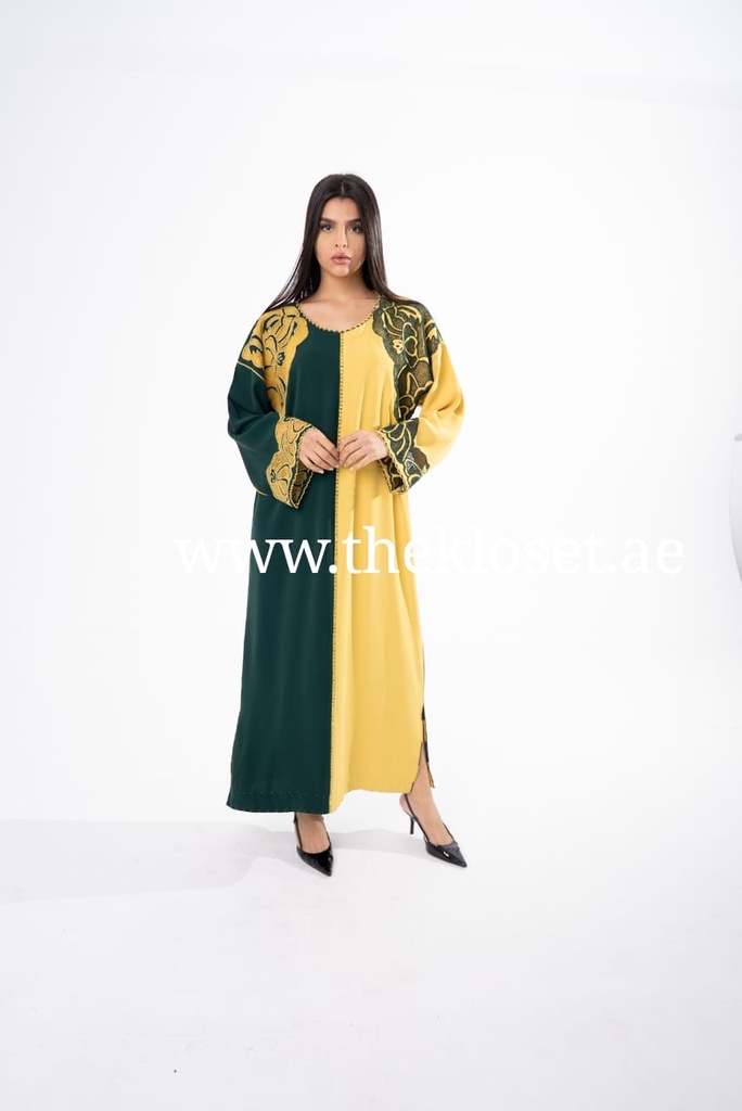 Floral Embroidered Dress​ Adorned with shimmering rhinestones