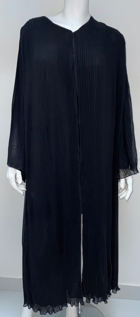 Black Pleated Lace Abaya