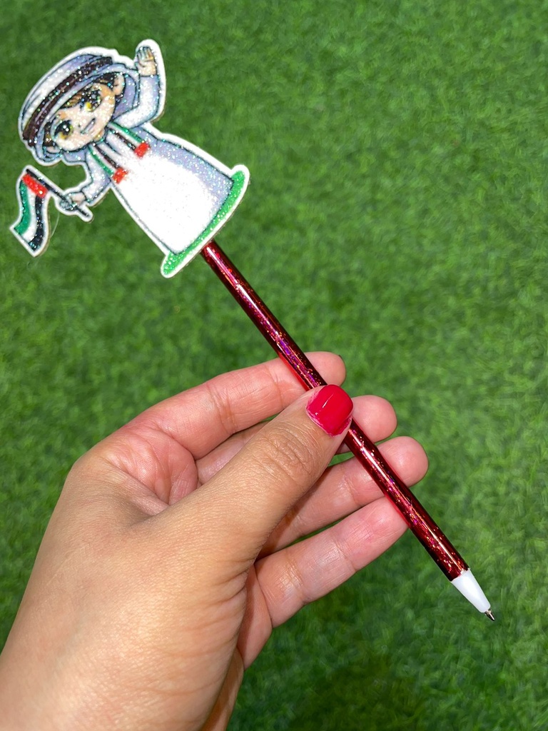 Boy UAE Flag Blue Pen Carton Print