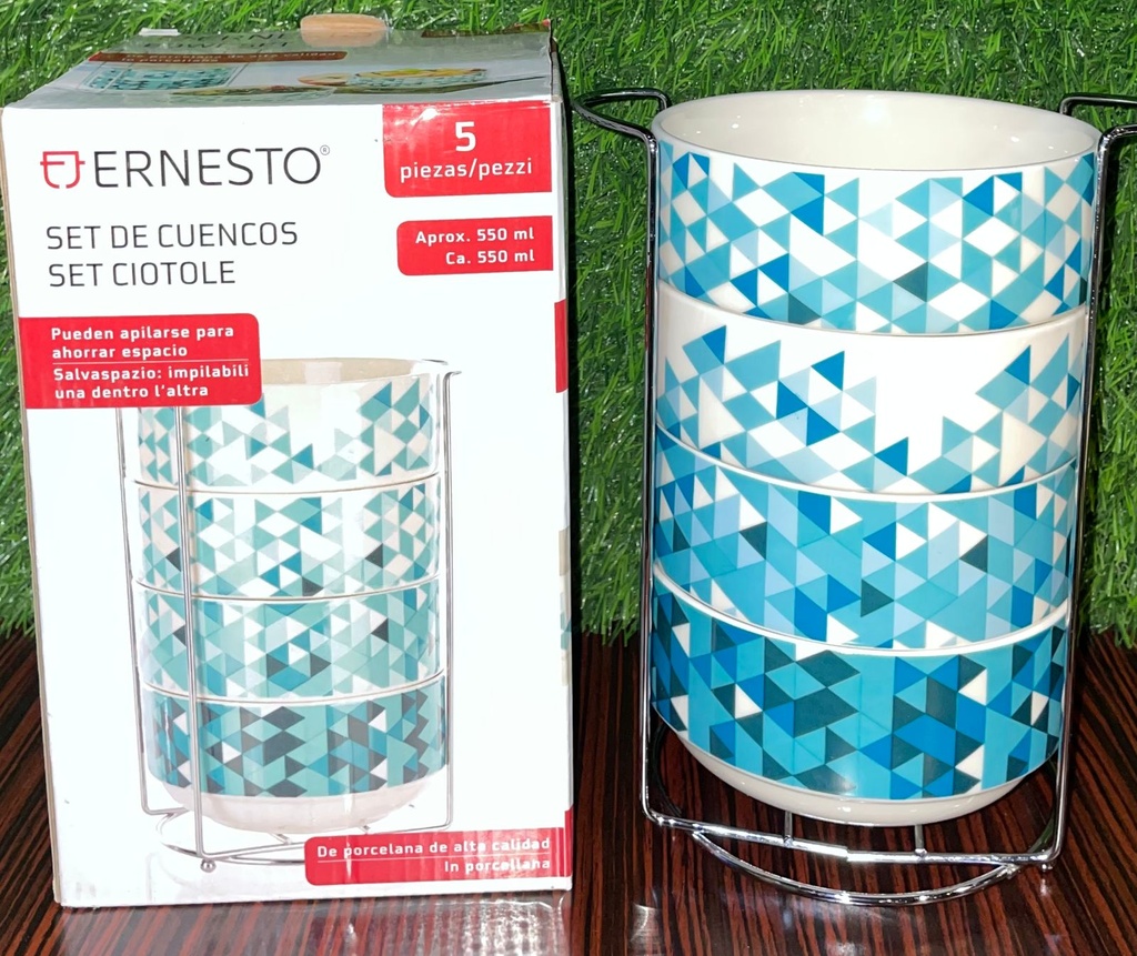 Luxury 5-Piece Geometric Set Ceramic Bowls 