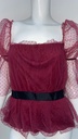 Maroon Tulle Balloon Sleeve Top