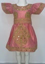 Cute Peach Dress With Golden Thread Embroidery And A Traditional Design