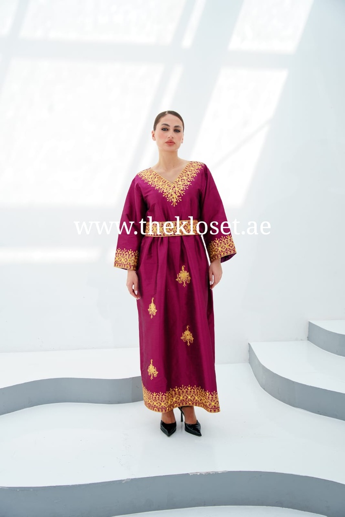 Chic Violet Embroidered Dress