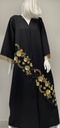 Embroidered Golden Floral Open Front Wedding Abaya