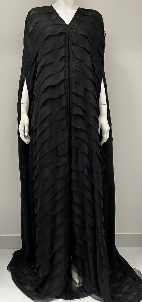 Stylish Striped Ruffle Abaya