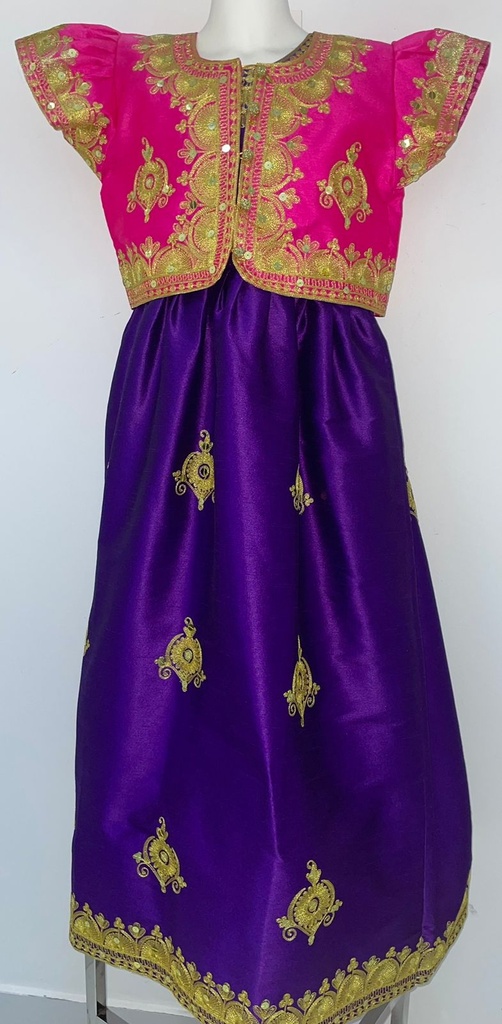 Gorgeous Traditional Purple And Pink Girls Dress