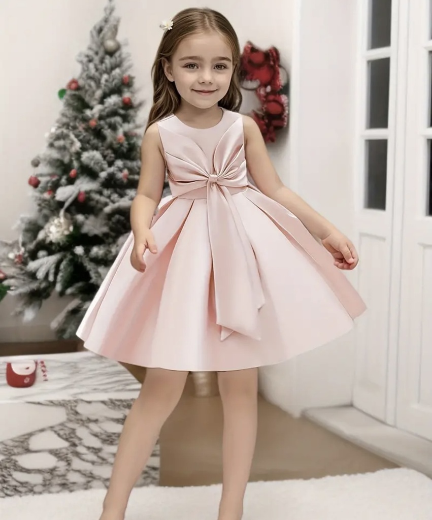 Twill thick Satin bow Dress