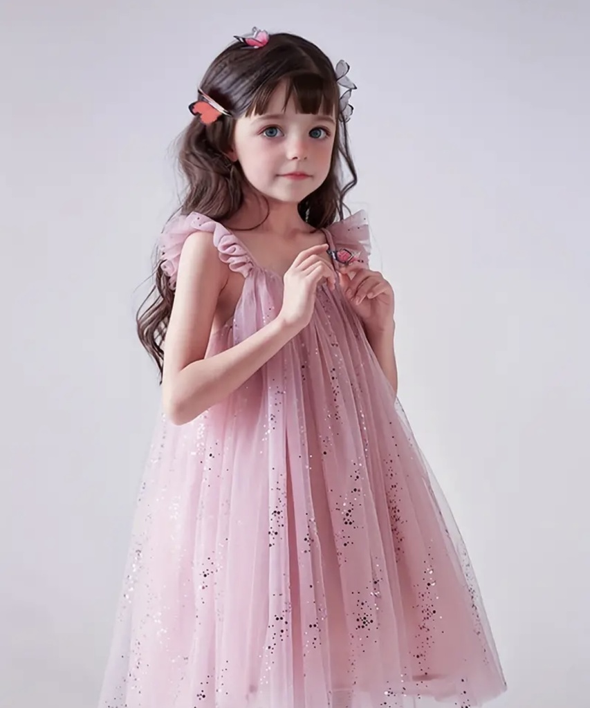 Sequinned Mesh Suspenders Tulle Dress