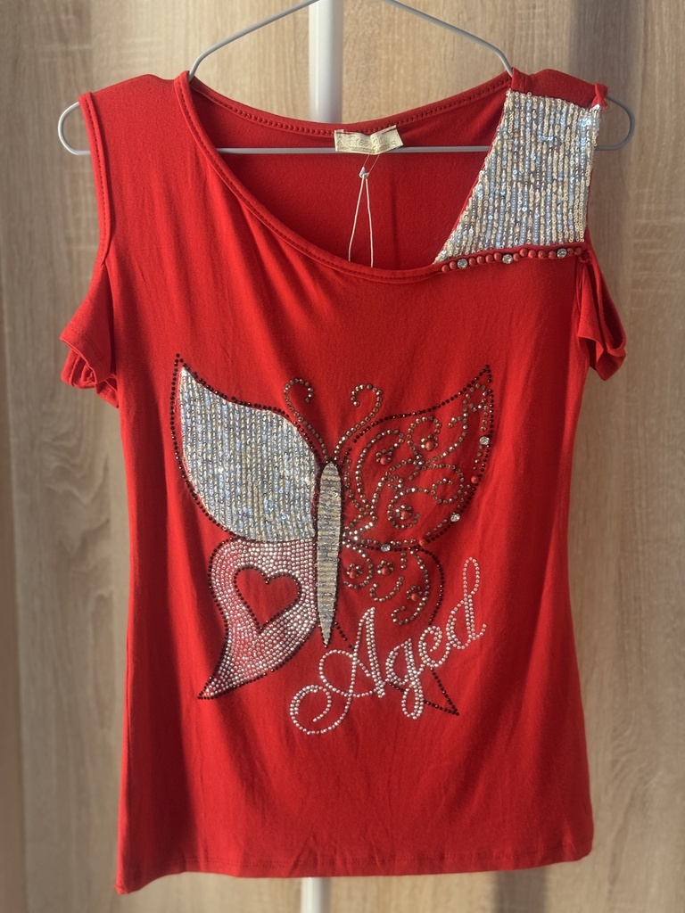 Angel butterfly sequins and stone shirt