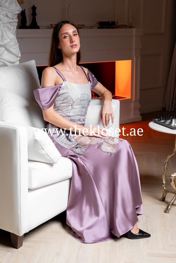 Flower-Patterned Dress Adorned with Sparkling Gems