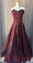 Lovely Red Floral Jacquard Sleeveless Flared Maxi Dress