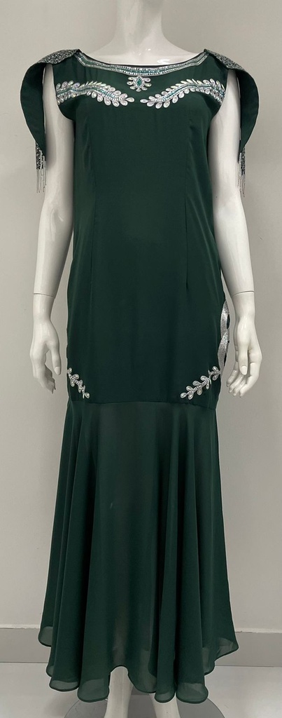 Gorgeous Rhinestone-Embellished Cape Dress 