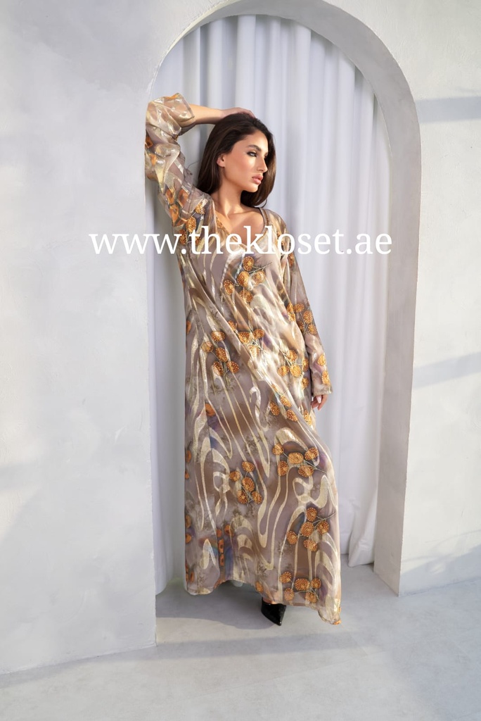 Glamorous Golden Sequined Kandora Dress