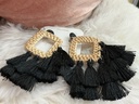 Square Straw Tassels Earrings