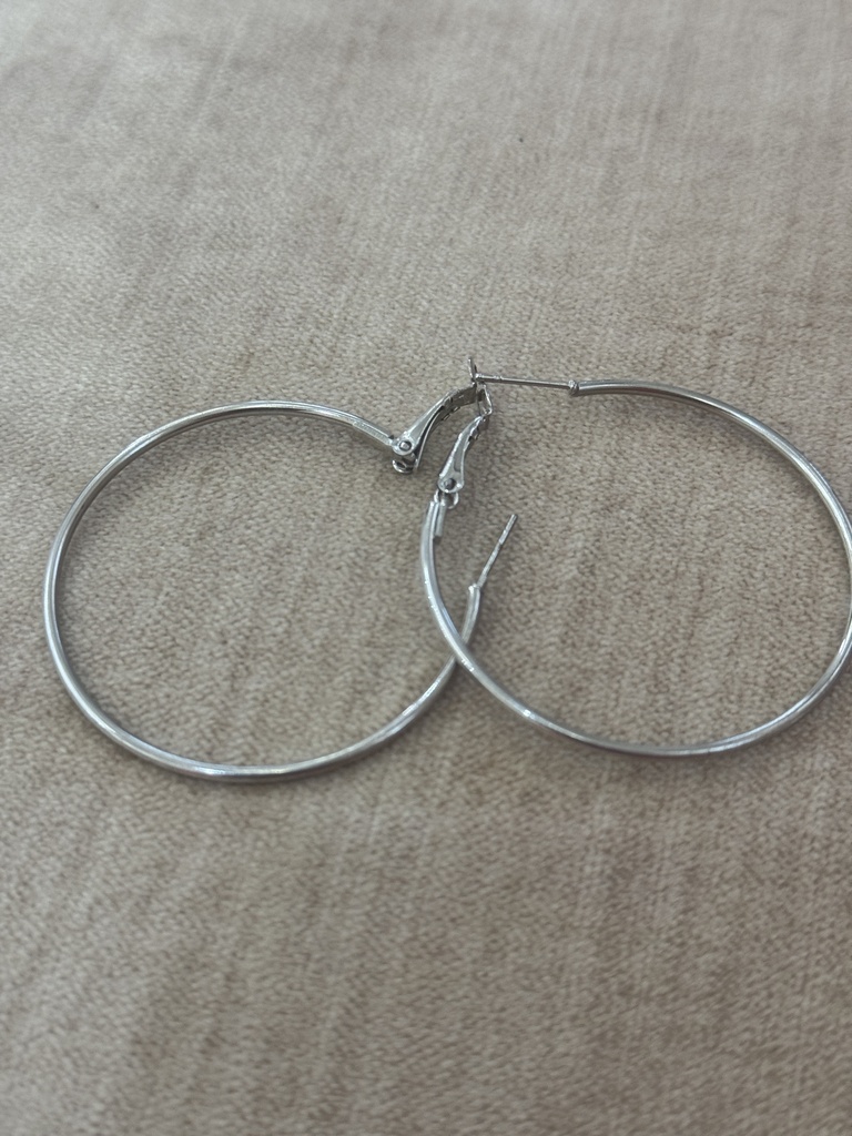 Plain loop sliver earrings
